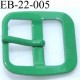 Boucle rectangle métal couleur vert largeur 22 mm passage de la languette est de 14.5 mm accroche du rivet diamètre 3 mm 