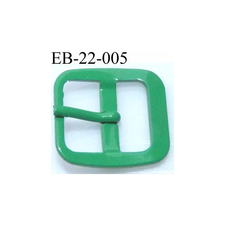 Boucle rectangle métal avec ardillon  couleur vert largeur 22 mm passage de la languette est de 14.5 mm 