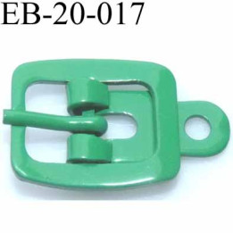 Boucle rectangle métal  couleur vert largeur 20 mm passage de la languette est de 12.5 mm accroche du rivet diamètre 3 mm 