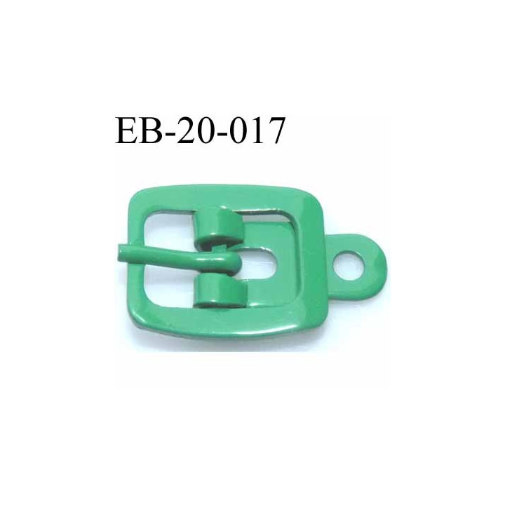 Boucle rectangle métal  couleur vert largeur 20 mm passage de la languette est de 12.5 mm accroche du rivet diamètre 3 mm 