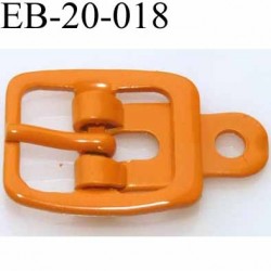 Boucle rectangle métal couleur orange largeur 20 mm passage de la languette est de 12.5 mm accroche du rivet diamètre 3 mm 