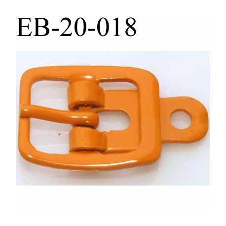 Boucle rectangle métal couleur orange largeur 20 mm passage de la languette est de 12.5 mm accroche du rivet diamètre 3 mm 