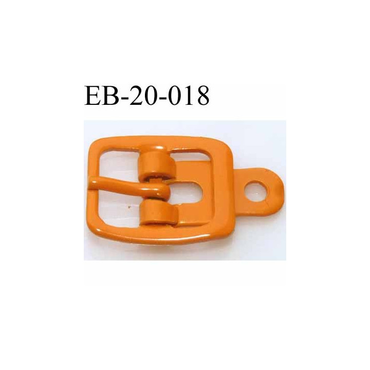 Boucle rectangle métal  couleur orange largeur 20 mm passage de la languette est de 12.5 mm accroche du rivet diamètre 3 mm 