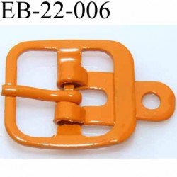 Boucle rectangle métal couleur orange largeur 22 mm passage de la languette est de 14.5 mm accroche du rivet diamètre 3 mm 