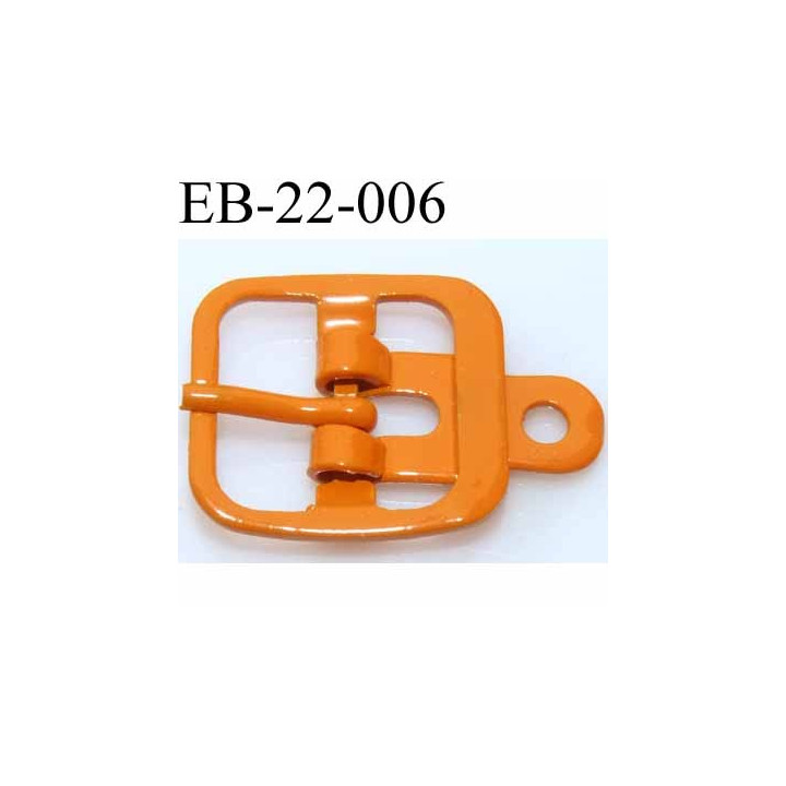 Boucle rectangle métal  couleur orange largeur 22 mm passage de la languette est de 14.5 mm accroche du rivet diamètre 3 mm 