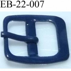 Boucle rectangle métal  couleur bleu largeur 22 mm passage de la languette est de 14.5 mm accroche du rivet diamètre 3 mm 