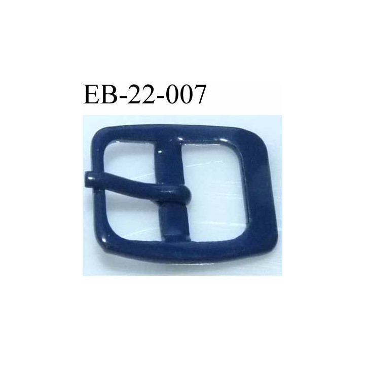 Boucle rectangle métal  couleur bleu largeur 22 mm passage de la languette est de 14.5 mm accroche du rivet diamètre 3 mm 