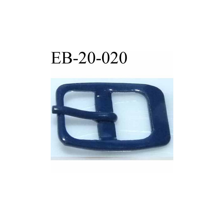 Boucle rectangle métal avec ardillon couleur bleu largeur 20 mm passage de la languette est de 12.5 mm