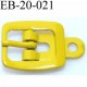 Boucle rectangle métal couleur jaune largeur 20 mm passage de la languette est de 12.5 mm accroche du rivet diamètre 3 mm 