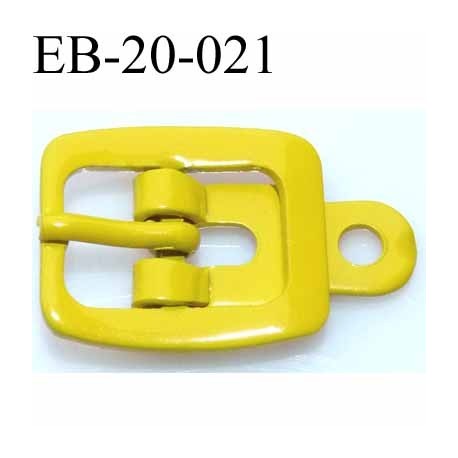 Boucle rectangle métal couleur jaune largeur 20 mm passage de la languette est de 12.5 mm accroche du rivet diamètre 3 mm 