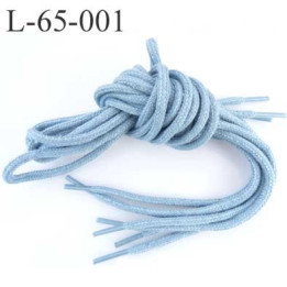 Lacet rond coton polyester longueur 65 cm couleur bleu  diamètre 5 mm prix pour une paire