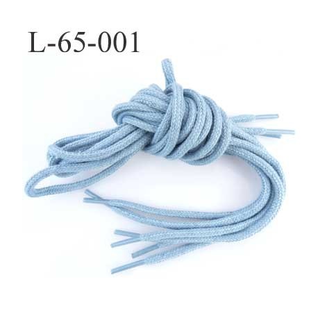 Lacet rond coton polyester longueur 65 cm couleur bleu diamètre 5 mm prix pour une paire