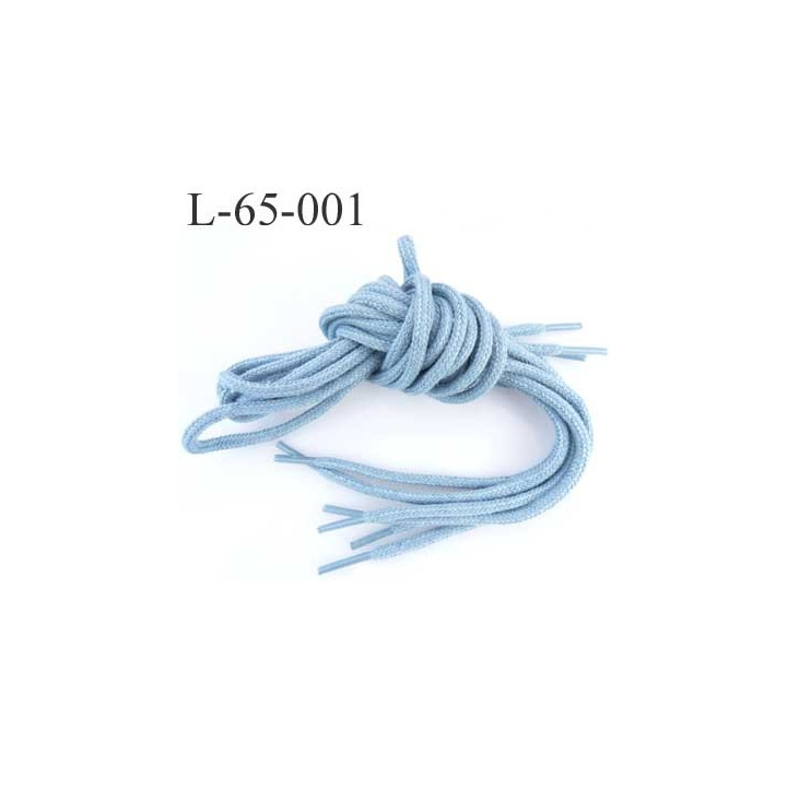 Lacet rond coton polyester longueur 65 cm couleur bleu  diamètre 5 mm prix pour une paire