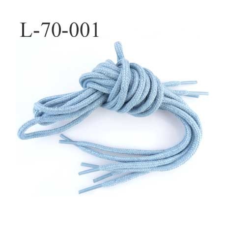 Lacet rond coton polyester longueur 70 cm couleur bleu diamètre 5 mm prix pour une paire