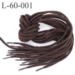 Lacet rond coton polyester longueur 60 cm couleur marron  diamètre 4 mm prix pour une paire