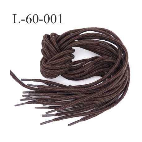 Lacet rond coton polyester longueur 60 cm couleur marron diamètre 4 mm prix pour une paire