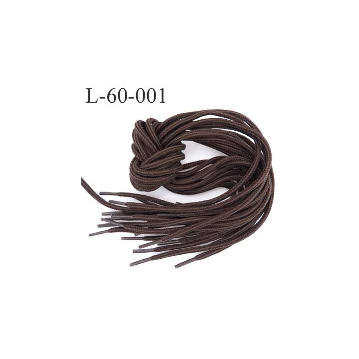 Lacet rond coton polyester longueur 60 cm couleur marron  diamètre 4 mm prix pour une paire