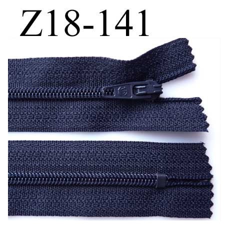 fermeture zip de marque longueur 18 cm couleur bleu marine foncé largeur 2.5 cm non séparable glissière nylon largeur 4 mm