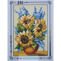 canevas 30x40 marque SEG DE PARIS le tournesol dimension 30 centimètres par 40 centimètres 100 % coton