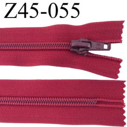 fermeture zip à glissière  longueur 45 cm couleur bourgogne bordeau non séparable  largeur 3,2 cm largeur du zip 6.5 mm 