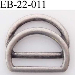 double Boucle étrier demi rond métal  style étain ancien noirci largeur extérieur 2.2 cm intérieur 1.6 cm iédal sangle 1.5 cm 