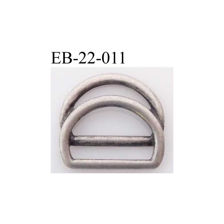 double Boucle étrier demi rond métal  style étain ancien noirci largeur extérieur 2.2 cm intérieur 1.6 cm iédal sangle 1.5 cm 
