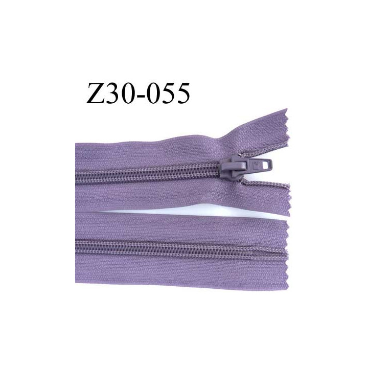 fermeture zip à glissière longueur 30 cm couleur lilas parme foncé non séparable zip nylon largeur 3,2 cm largeur du zip 6.5 mm 