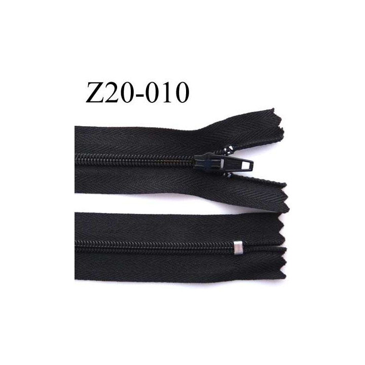 fermeture zip à glissière longueur 20 cm couleur noir non séparable largeur 2.5 cm glissière nylon largeur 4.2 mm