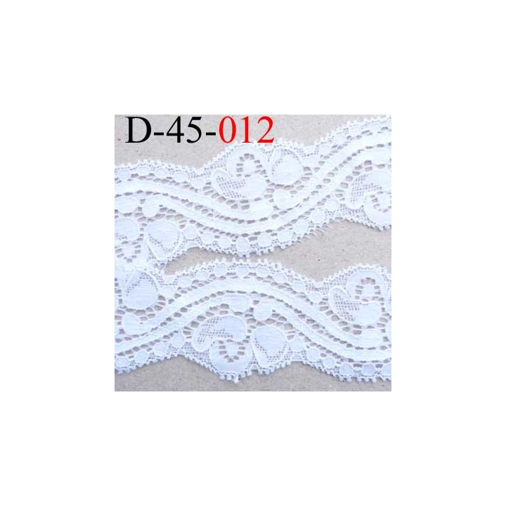 dentelle synthétique blanche extensible lycra douce largeur 45 mm prix au mètre