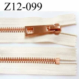fermeture 12 cm   couleur écru non séparable zip glissière en métal métal couleur cuivre largeur 3,8 cm largeur du zip 8 mm