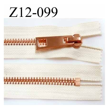 fermeture zip à glissière longueur 12 cm couleur écru non séparable zip métal largeur 3,8 cm largeur du zip 8 mm