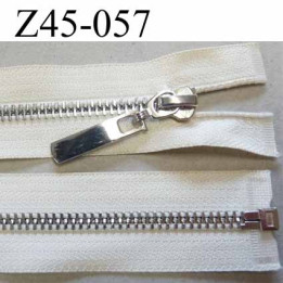 Fermeture zip glissière en métal  brillant couleur écru séparable largeur 3 cm largeur glissière 6 mm curseur métal très belle