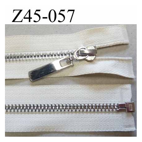 Fermeture zip glissière en métal brillant couleur écru largeur 3 cm largeur glissière 6 mm curseur métal