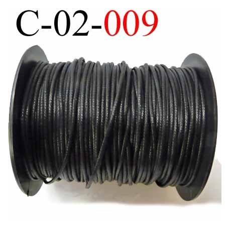 cordon en coton ciré couleur noir brillant superbe diamètre 2 mm vendu au mètre