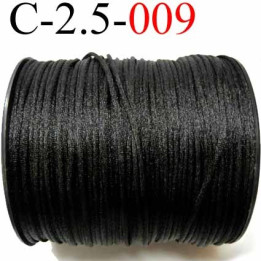 cordon queue de rat en satin  brillant couleur noir diamètre 2.5 mm très solide prix du mètre