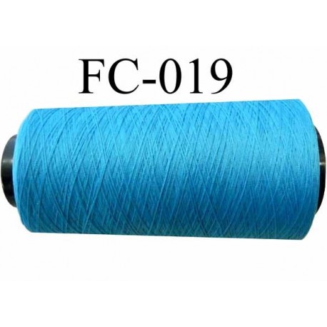 Cone de fil mousse polyamide fil n° 120 couleur bleu turquoise longueur du cone 5000 mètres bobiné en France