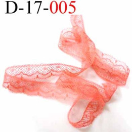Dentelle  synthétique largeur 17 mm couleur rose corail très belle prix au mètre