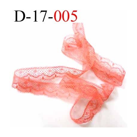 Dentelle synthétique largeur 17 mm couleur rose corail très belle prix au mètre