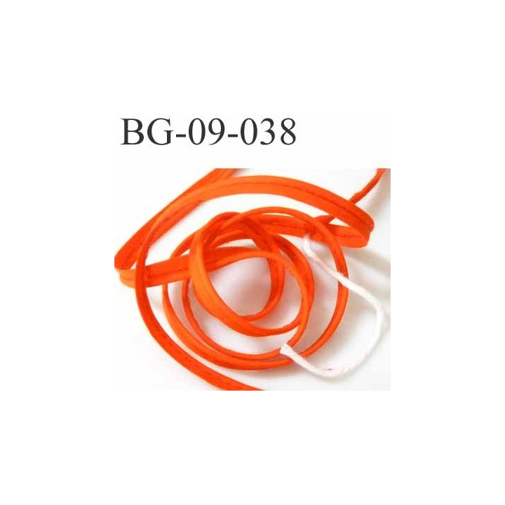 biais galon ruban passe poil en coton couleur orange foncé avec cordon coton très solide largeur 9 mm prix au mètre