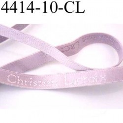élastique de marque Christian Lacroix inscription en surpiquage couleur lilas clair superbe largeur 10 mm prix au mètre