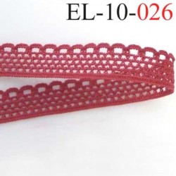 élastique picot dentelle plat largeur 10 mm couleur rouge bordeau clair prix au mètre