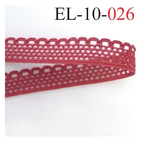 élastique picot dentelle plat largeur 10 mm couleur rouge bordeaux clair prix au mètre