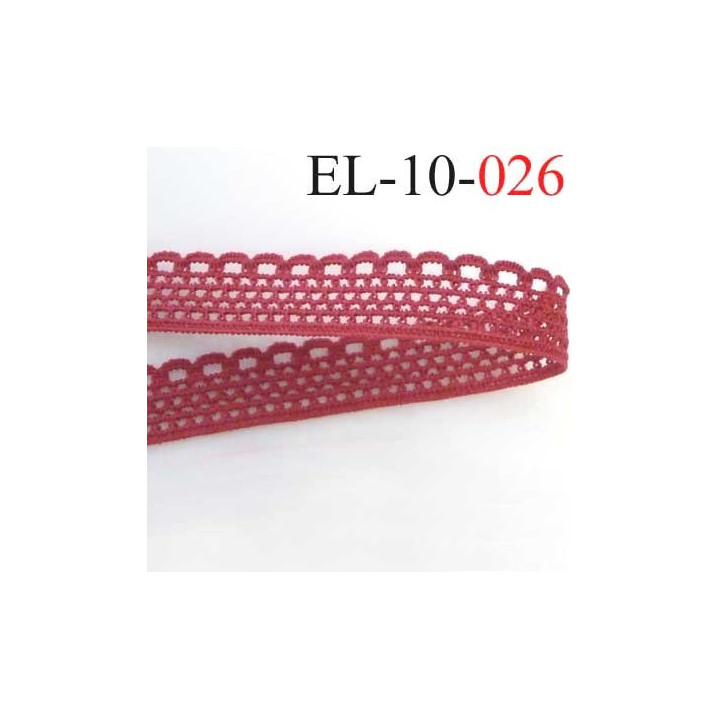 élastique picot dentelle plat largeur 10 mm couleur rouge bordeaux clair prix au mètre