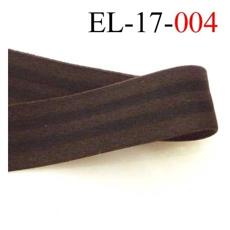 élastique plat souple très belle qualité polyamide elastane couleur marron foncé avec 2 bandes noir largeur 17 mm prix au mètre