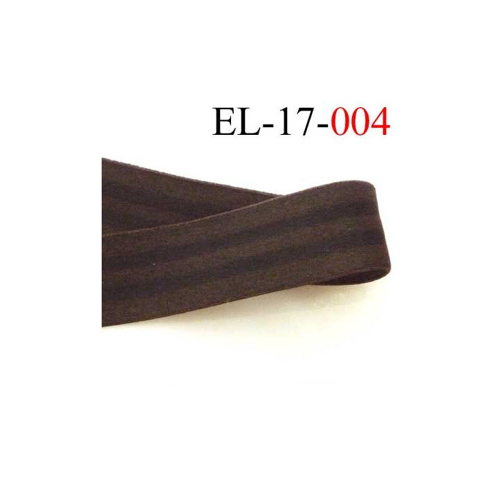 élastique plat souple très belle qualité polyamide elastane couleur marron foncé avec 2 bandes noir largeur 17 mm prix au mètre