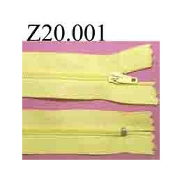fermeture zip à glissière longueur 20 cm couleur jaune non séparable zip nylon largeur 2.5 cm