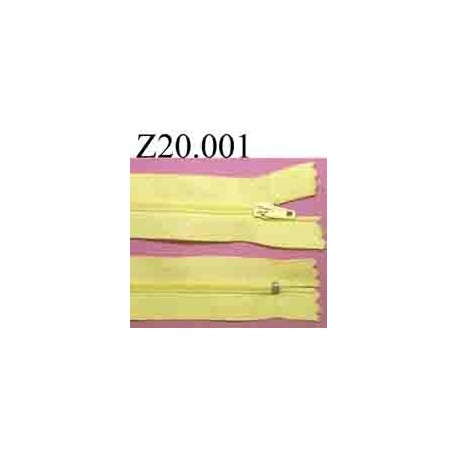 fermeture zip à glissière longueur 20 cm couleur jaune non séparable zip nylon largeur 2.5 cm