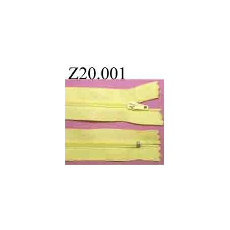 fermeture éclair longueur 20 cm couleur jaune non séparable zip nylon largeur 2.5 cm