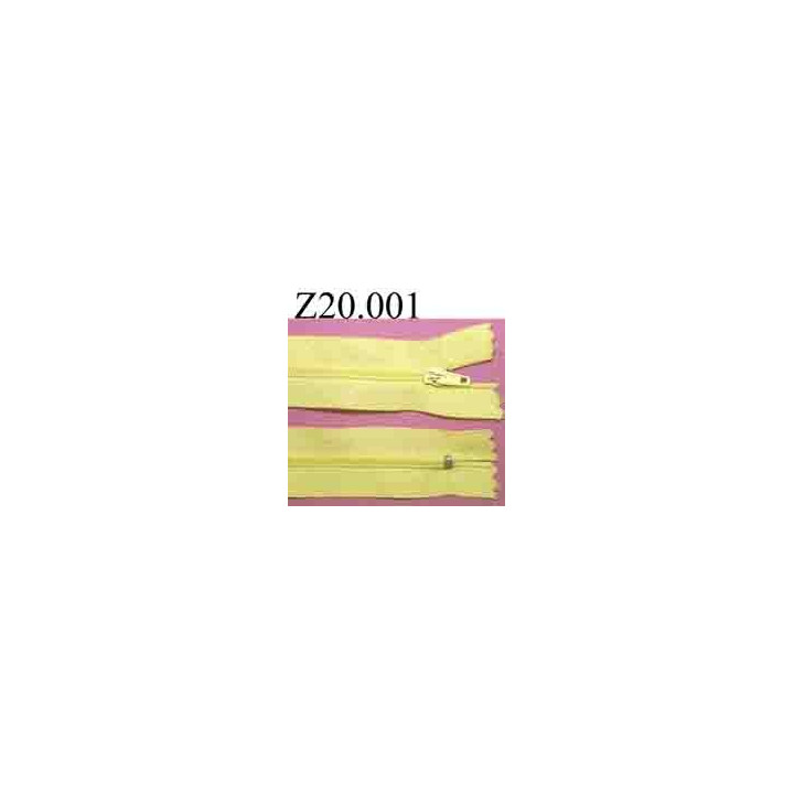 fermeture zip à glissière longueur 20 cm couleur jaune non séparable zip nylon largeur 2.5 cm