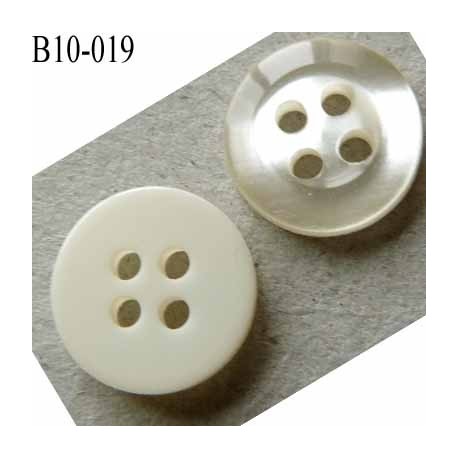 bouton diamètre 10 millimètres couleur ivoire et nacré cristal brillant brillant 4 trous diamètre 10 mm